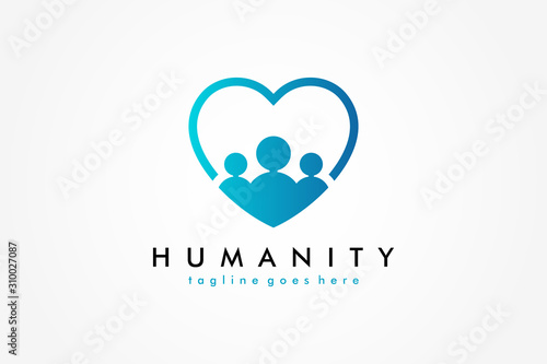 Social Humanity People Logo. Flat Vector Logo Design Template Element