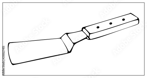 Black silhouette kitchen spatula isolated on a white background.