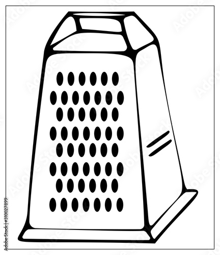 Black silhouette kitchen grater isolated on a white background.