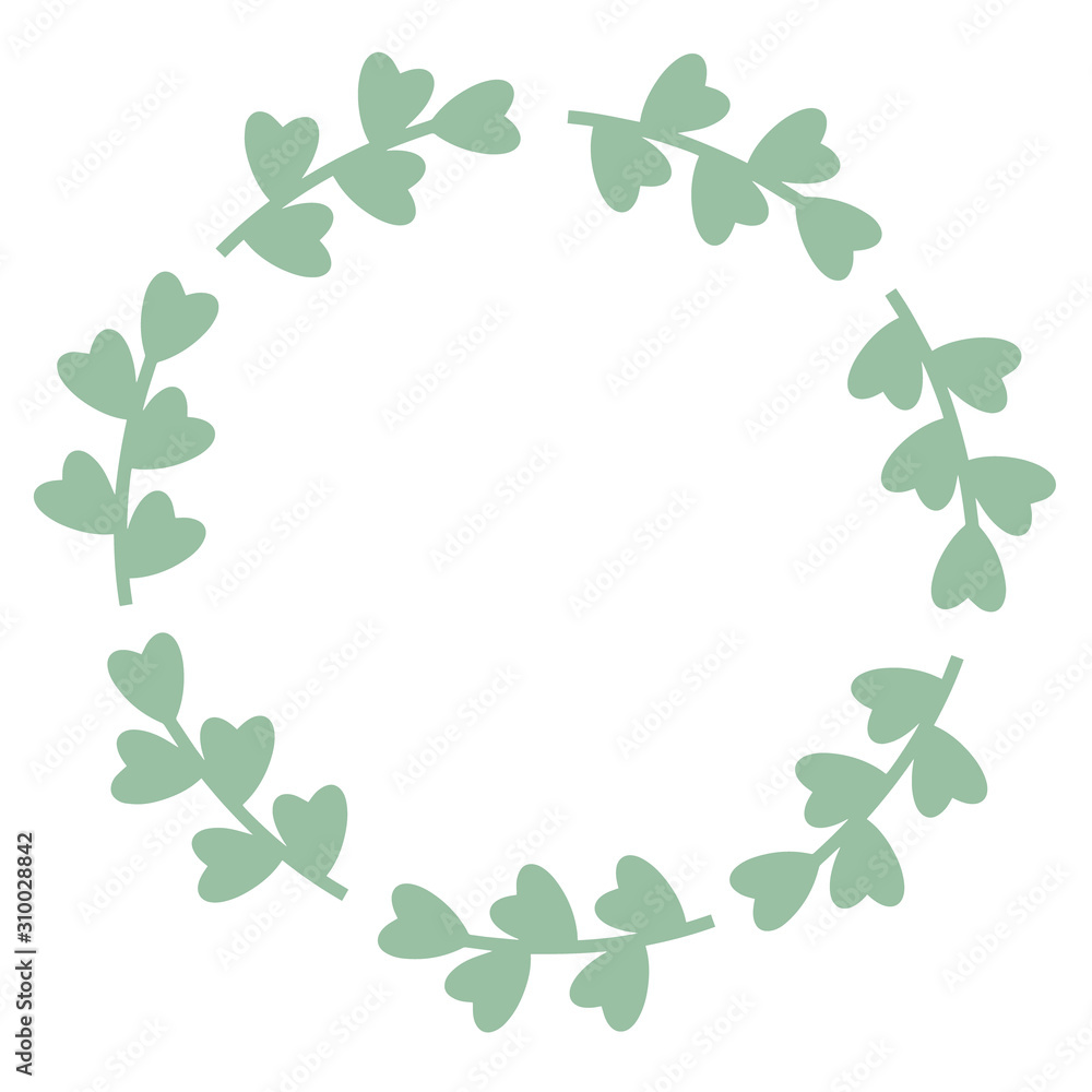 Wreath. Summer flowers frame. Round hand drawn. Clip art wedding bouquet. Romantic wreath with space for your text. Floral frame hearts leaves. Modern green heart leaf. White green illustration. Wreath. Summer flowers frame. Round hand drawn. Clip art wedding bouquet. Romantic wreath with space for your text. Floral frame hearts leaves. Modern green heart leaf. White green illustration.
