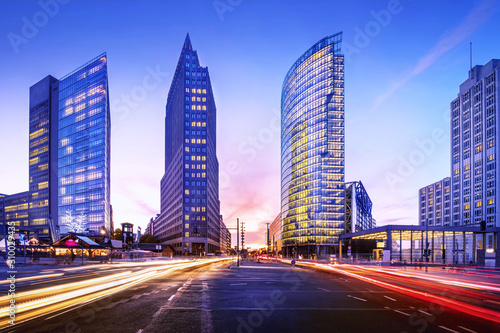 potsdamer platz in berlin while sunset