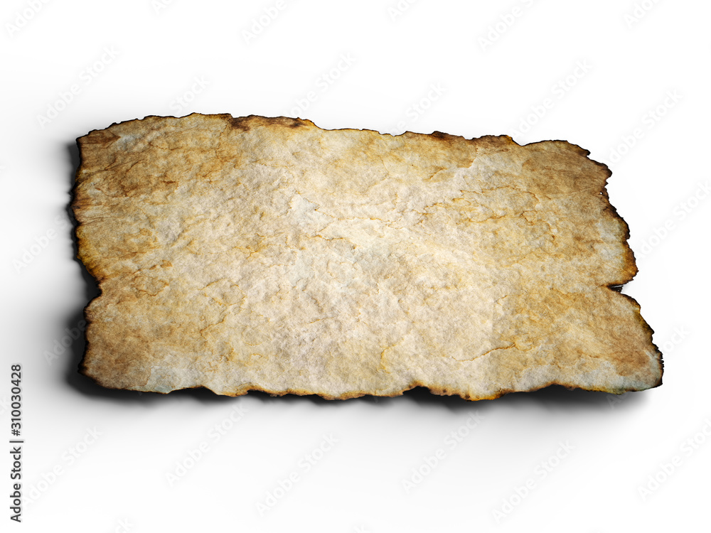 Aged brown paper with burned edges. 3d illustration Aged brown paper with burned edges. 3d illustration