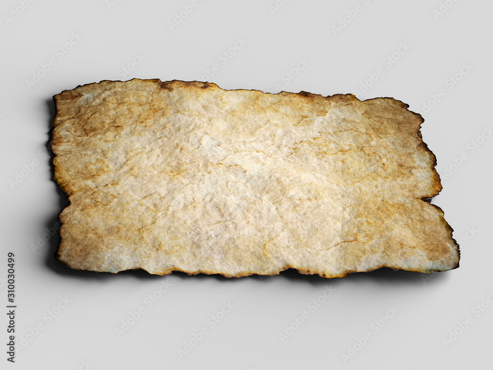 Aged brown paper with burned edges. 3d illustration Aged brown paper with burned edges. 3d illustration