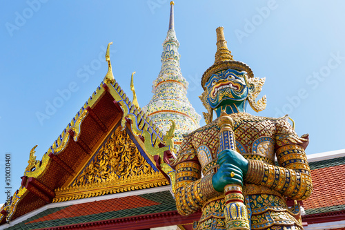 Demon Guardian in Wat Phra Kaew (Temple of the Emerald Buddha), Grand Palace in Bangkok, Thailand.