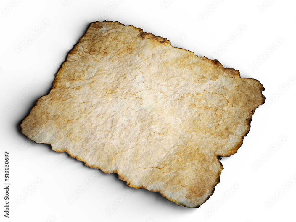 Aged brown paper with burned edges. 3d illustration Aged brown paper with burned edges. 3d illustration