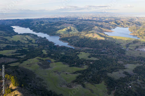 The last light of day illuminates the peaceful hills of the East Bay, just east of Oakland, Berkeley, and El Cerrito in the San Francisco Bay Area.