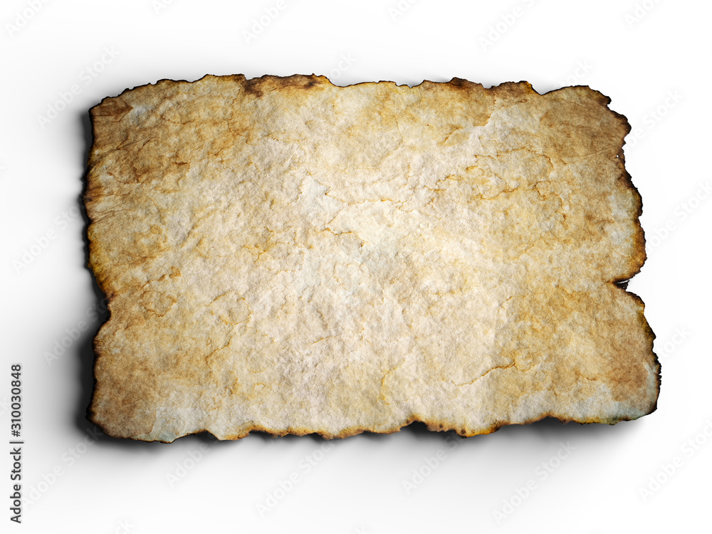 Aged brown paper with burned edges. 3d illustration Aged brown paper with burned edges. 3d illustration