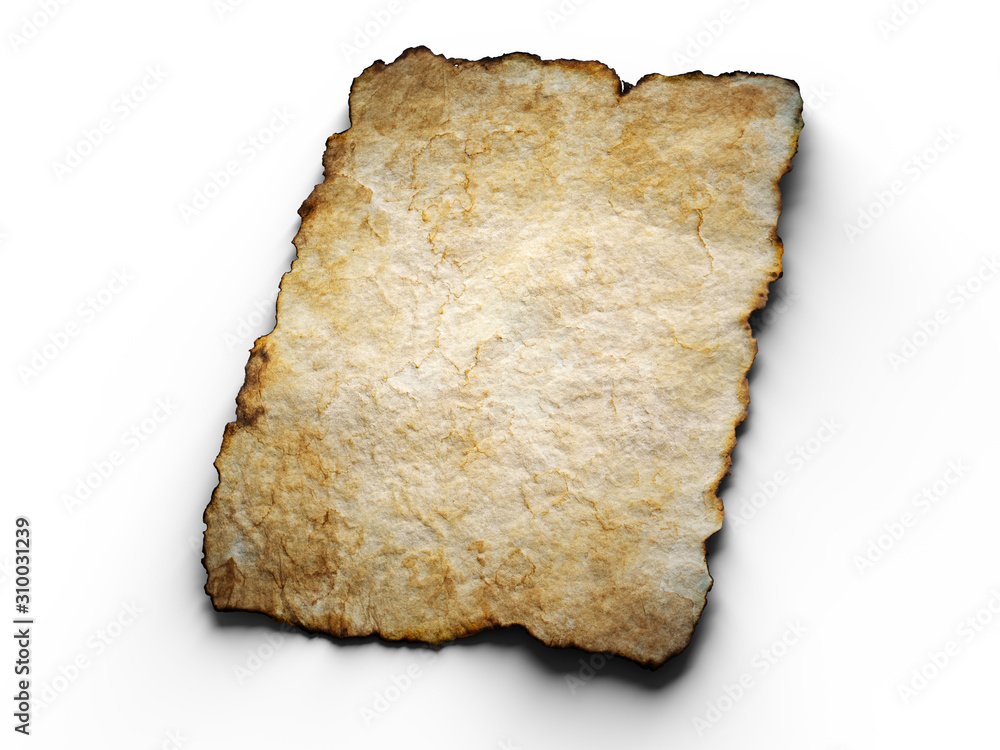 Aged brown paper with burned edges. 3d illustration Aged brown paper with burned edges. 3d illustration