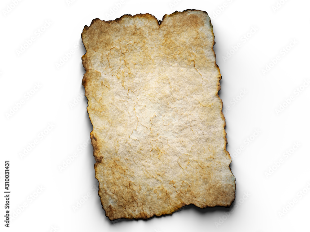 Aged brown paper with burned edges. 3d illustration Aged brown paper with burned edges. 3d illustration