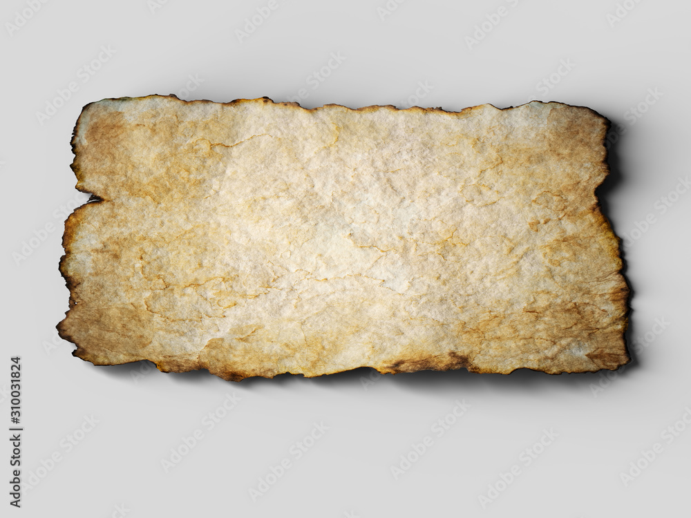 Aged brown paper with burned edges. 3d illustration Aged brown paper with burned edges. 3d illustration