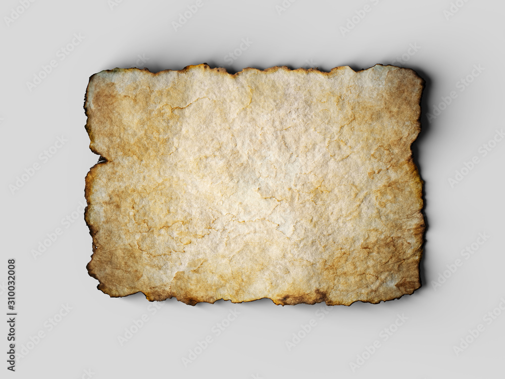 Aged brown paper with burned edges. 3d illustration Aged brown paper with burned edges. 3d illustration