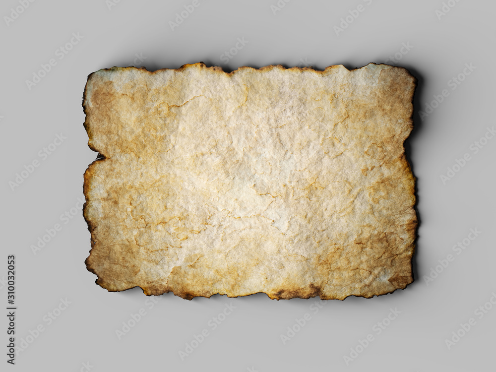Aged brown paper with burned edges. 3d illustration Aged brown paper with burned edges. 3d illustration