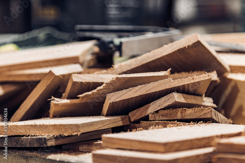 Quadro su tela Wood off-cuts in a carpenter's workshop