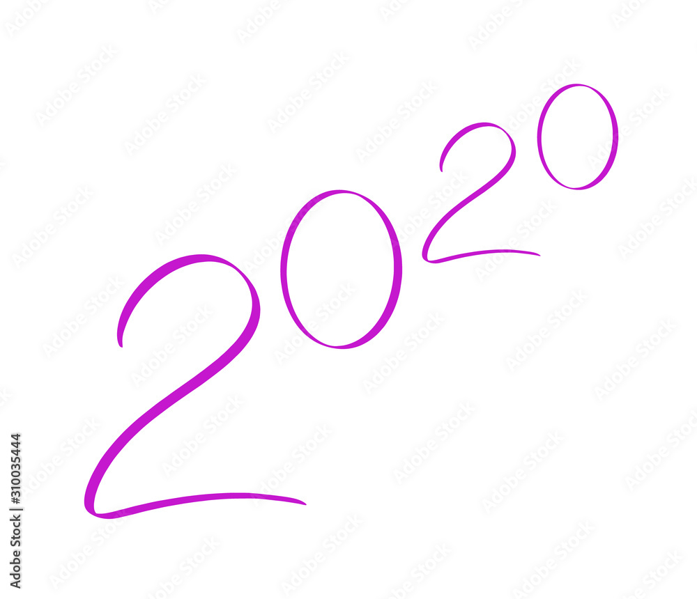 2020 holiday. Hand drawn calligraphy violet number text. Happy New Year greeting card. Vintage Christmas illustration lettering. Graphic Design for t shirt, poster, print, postcard, logotype, textile. 2020 holiday. Hand drawn calligraphy violet number text. Happy New Year greeting card. Vintage Christmas illustration lettering. Graphic Design for t shirt, poster, print, postcard, logotype, textile.