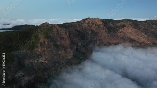 Flying over the clouds towards the observatory