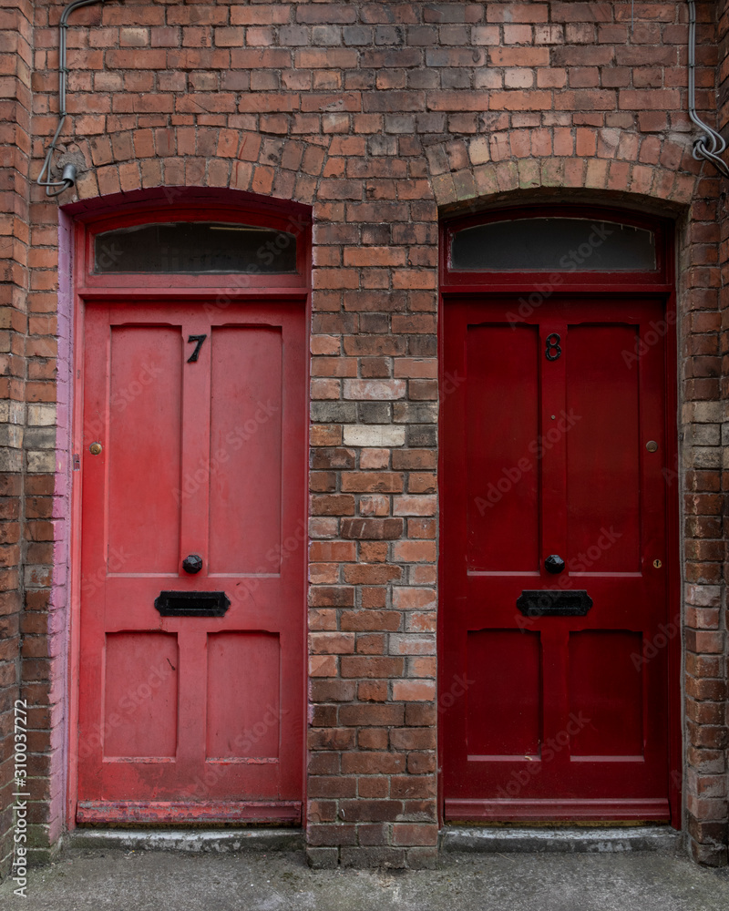 Closed doors of houses, Shandon, Cork City, Ireland