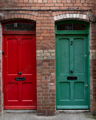 Closed doors of houses, Shandon, Cork City, Ireland © klevit