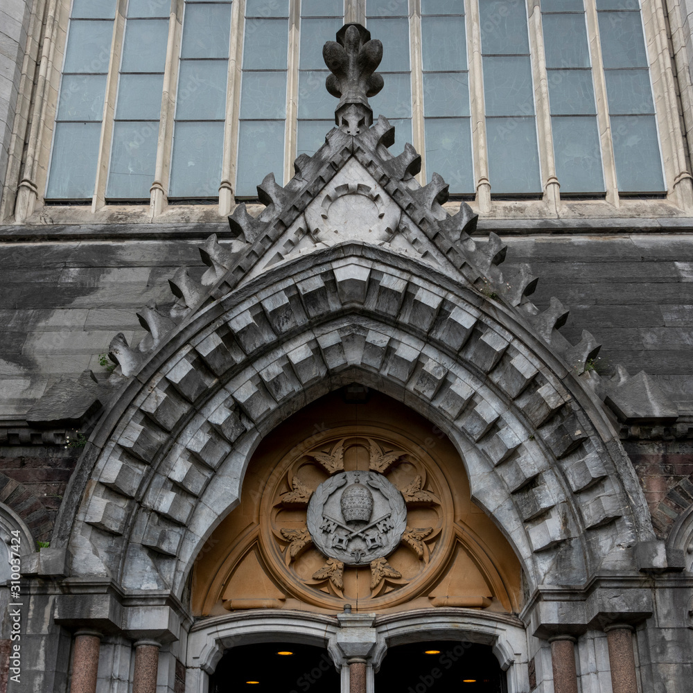 Art deco detail of a cathedral, Cork City, Ireland