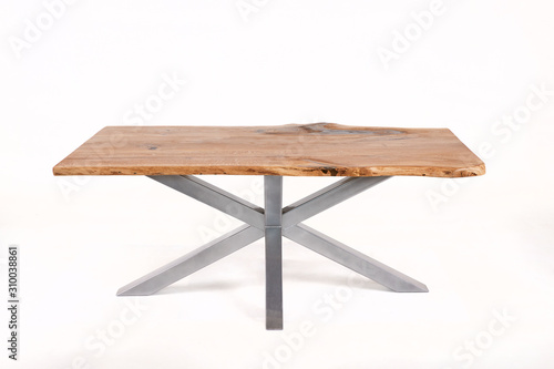 vintage wooden table isolated on white background