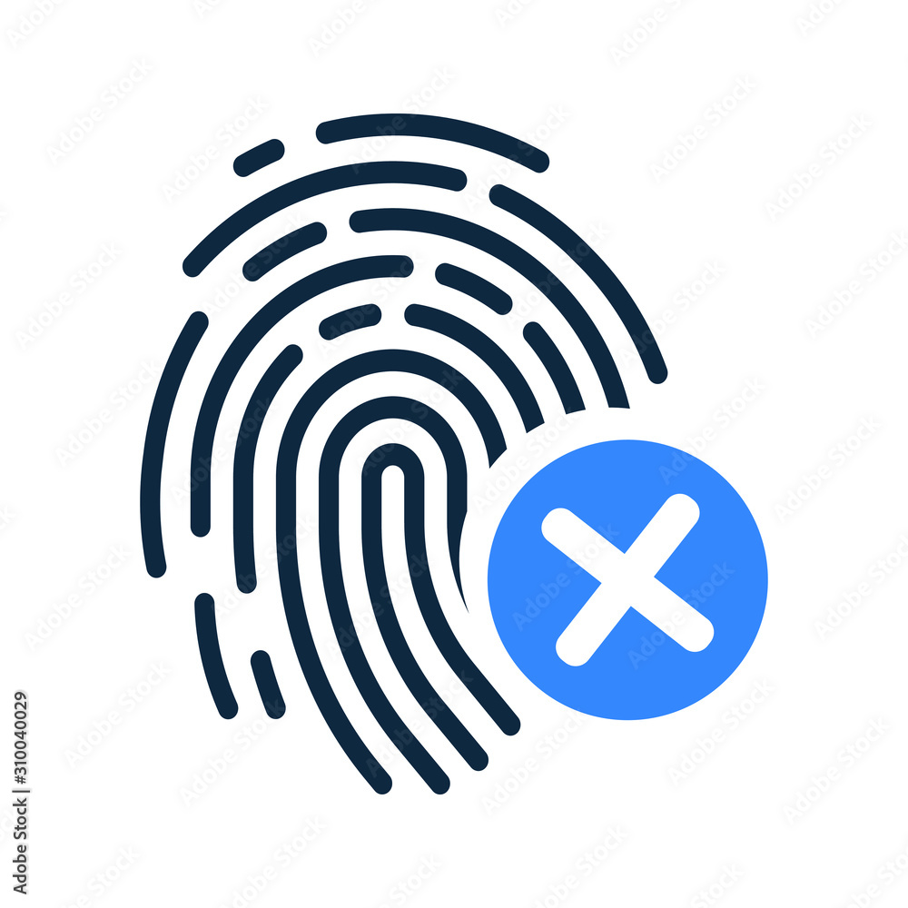 Reject fingerprint, biometric, identity deny icon Reject fingerprint, biometric, identity deny icon