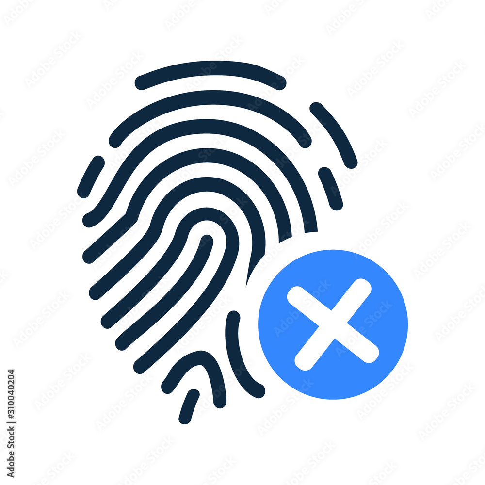 Reject fingerprint, biometric, identity deny icon Reject fingerprint, biometric, identity deny icon