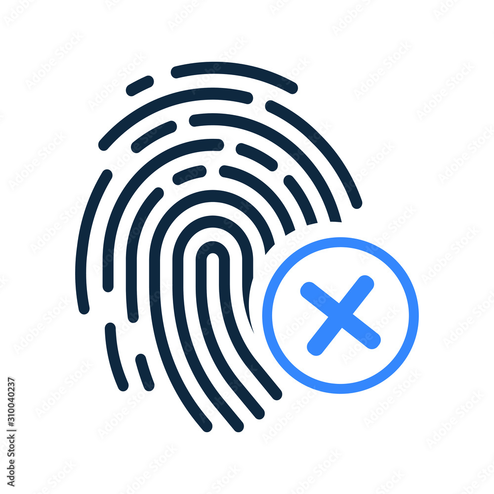 Reject fingerprint, biometric, identity deny icon Reject fingerprint, biometric, identity deny icon