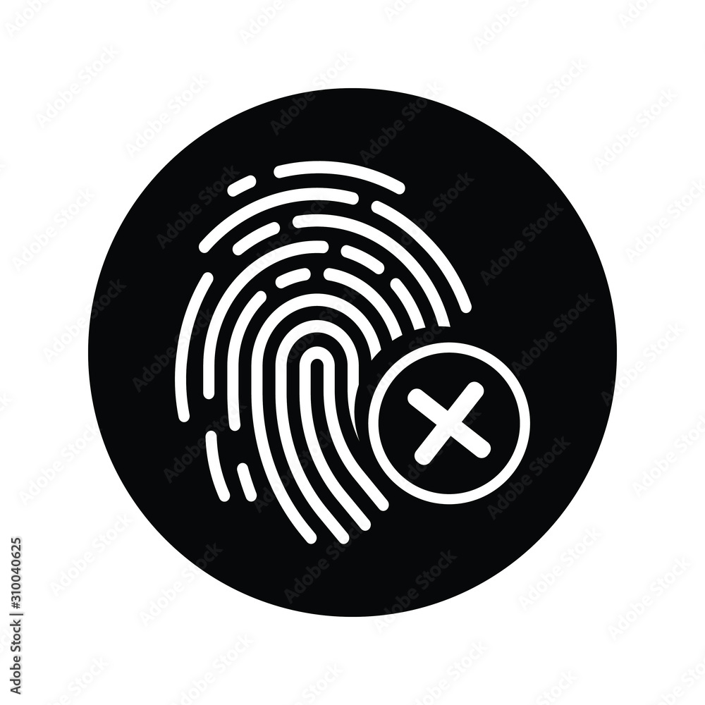 Reject fingerprint, biometric, identity deny icon Reject fingerprint, biometric, identity deny icon