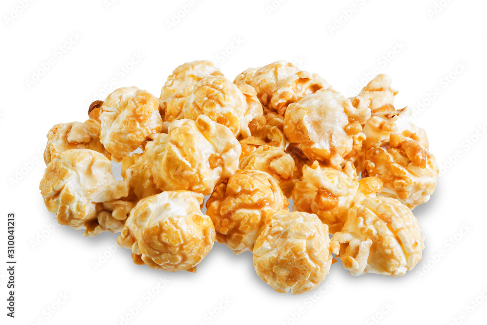 Caramel popcorn on a white isolated background Caramel popcorn on a white isolated background