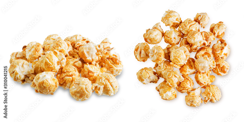 Caramel popcorn on a white isolated background Caramel popcorn on a white isolated background