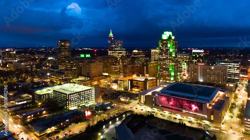 Raleigh, NC skyline at night photo