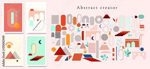  Abstract design creator. Set of card template with geometric poster, invite. Vector decorative greeting card or invitation design background 