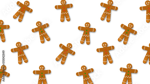 Background with gingerbread man. Vector realistic illustration 