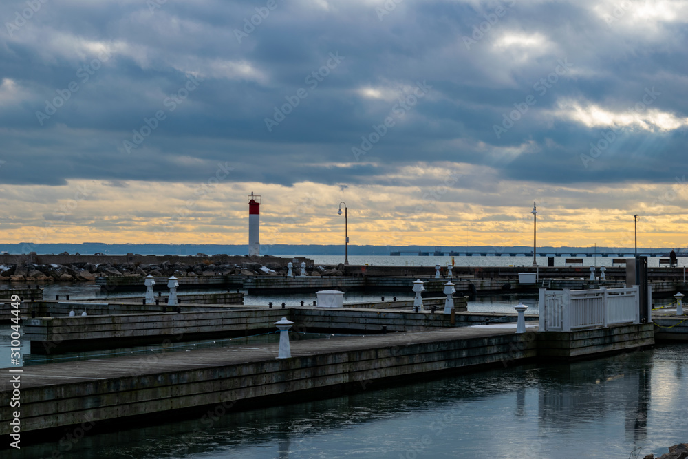 Bronte Harbour during Winter with Lighthouse 