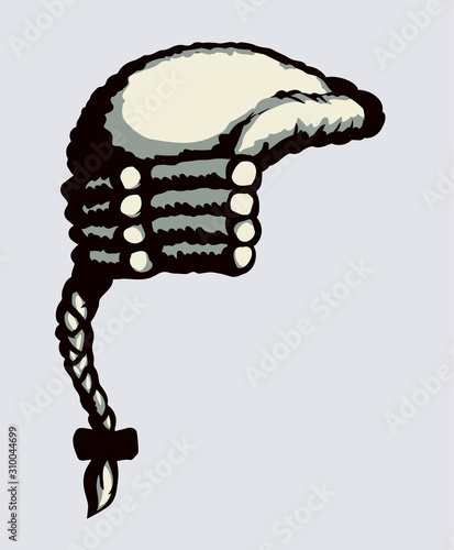 Vintage french wig. Vector drawing