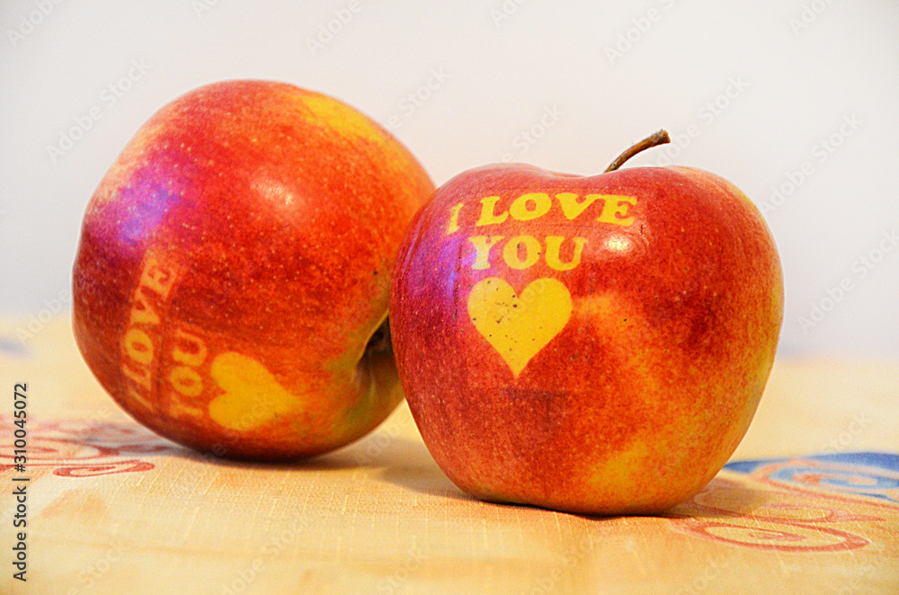 two apples with the inscription i love you two apples with the inscription i love you