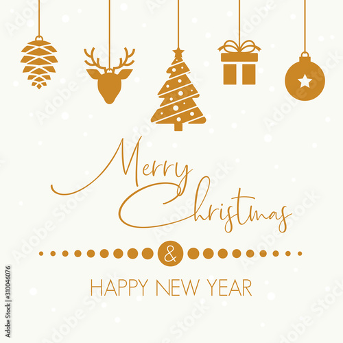 flayer template winter christmas  Vector illustration in gold ornament