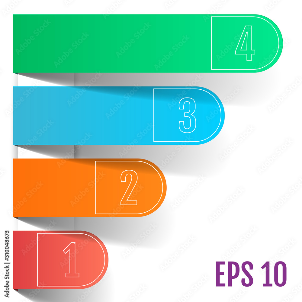 Fototapeta premium Four color business infographics, paper rounded arrows.
