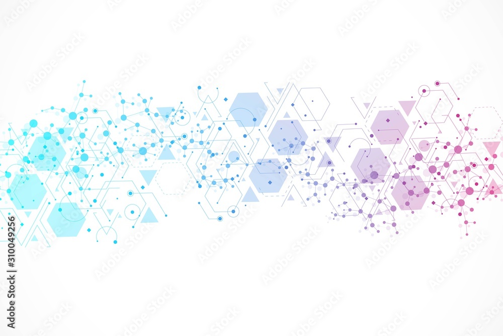 Science network pattern, connecting lines and dots. Technology hexagons structure or molecular connect elements. Science network pattern, connecting lines and dots. Technology hexagons structure or molecular connect elements.
