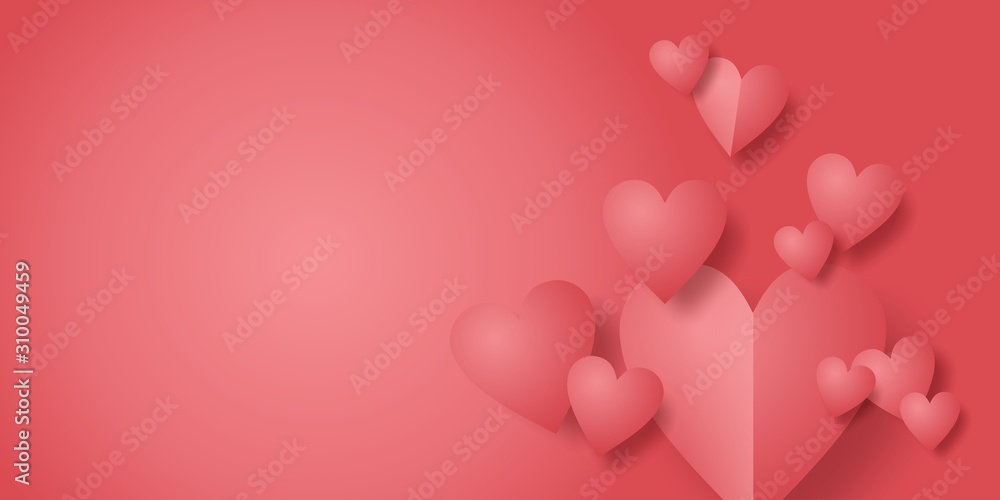 Background for Valentine's Day with pink hearts on pink background. Can be used to design Valentine's day sites, banners, postcards.