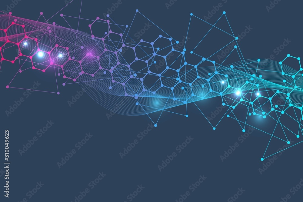Obraz premium Big Data Visualization Background. Modern futuristic virtual abstract background. Science network pattern, connecting lines and dots. Global network connection .