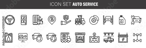 Car service line icons set vector illustration