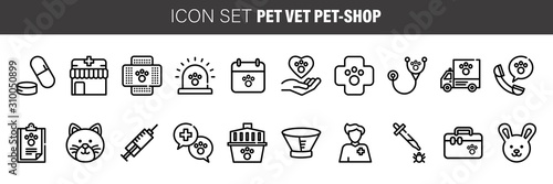 vet clinic, Simple thin line veterinary medicine icons set. Vector icons