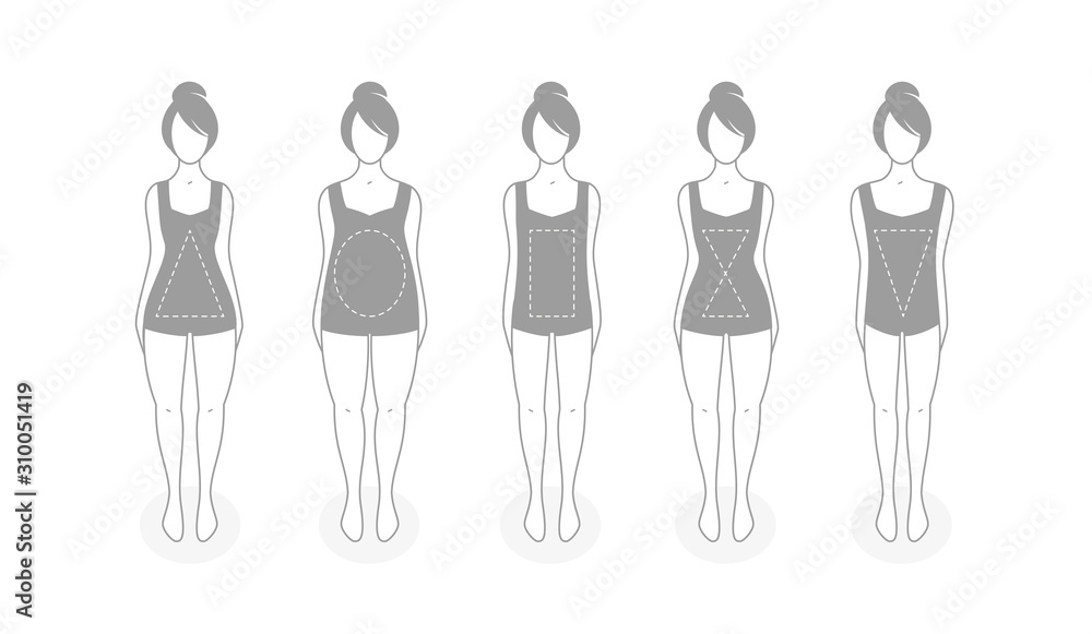 Women types of figures vector illustration. Icons. Human body