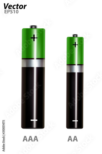 Finger AAA battery in vector.AA battery in vector.The battery is finger alkaline in the vector.