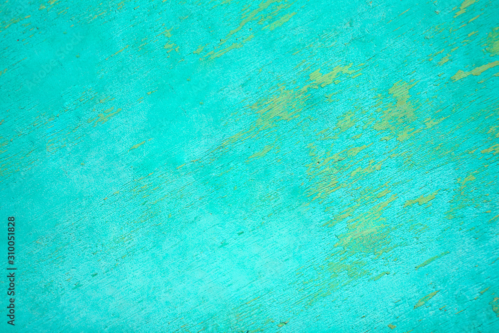 Grunge wooden background. Old turquoise colored shabby wood. Shabby chic provence style.