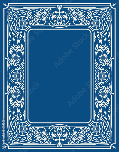 Winter Blue Floral Border or Frame