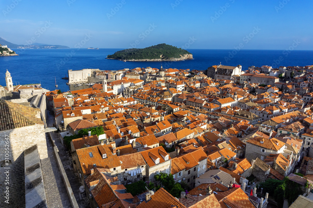 Roofs in Old Fortress of Dubrovnik in Croatia