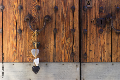 Little wooden hearth pieces in a door
