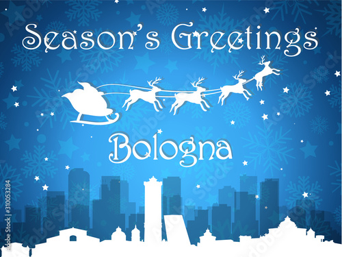 Seasons's Greetings Skyline Postcard from Bologna, Italy