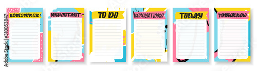 Organizer,planner with retro background and trendy lettering.